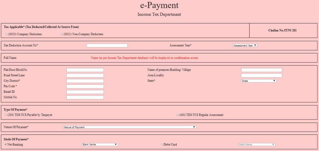 how to make epayment tds